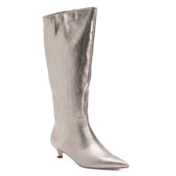 27 EDIT NATURALIZER Silver Leather Nikita Boots - Picture 1 of 2